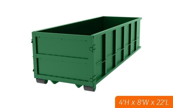 the rental period for the twenty-yard dumpsters varies depending on your needs, from a few days to several weeks